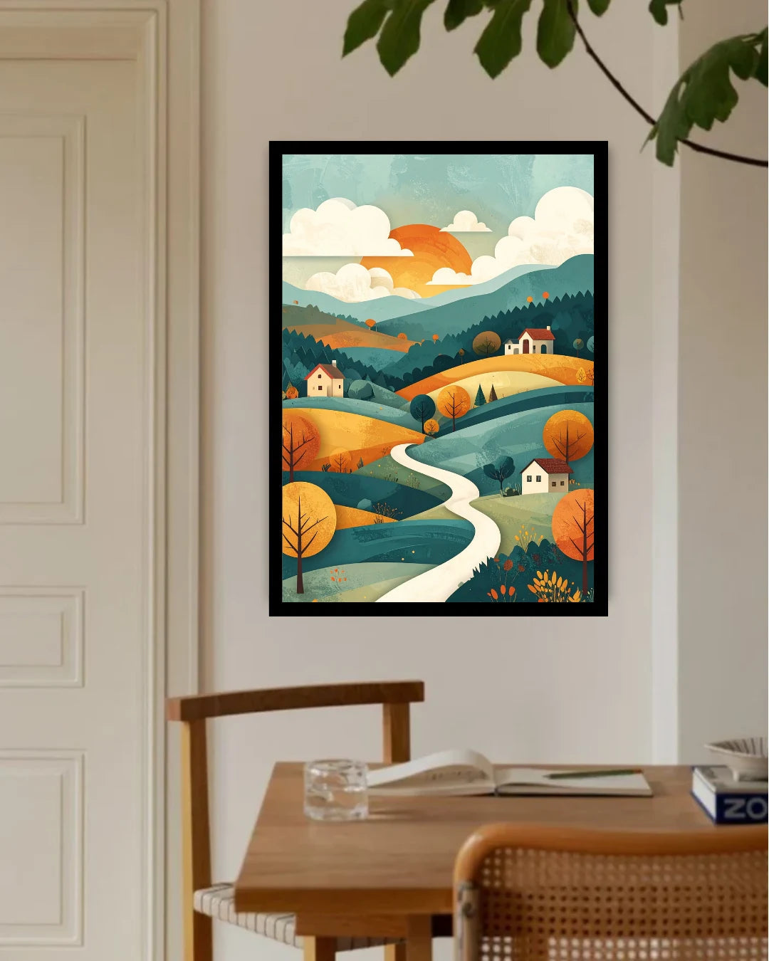Abstract Pastel Hills River - Wall Art Canvas WallArtVibes
