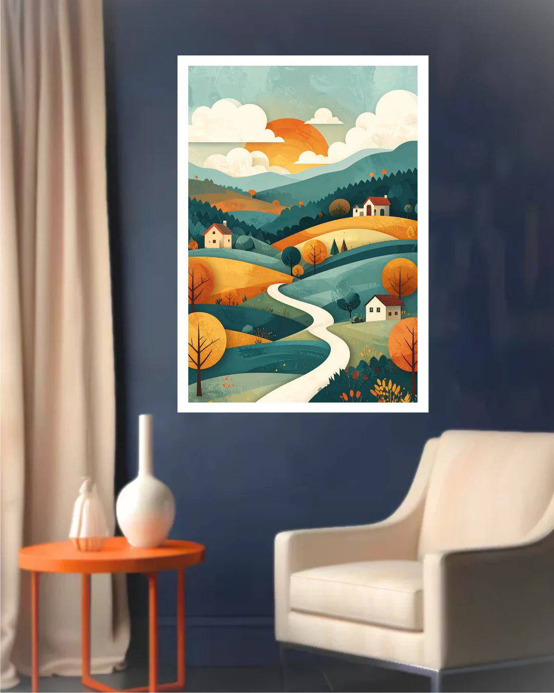 Abstract Pastel Hills River - Wall Art Canvas WallArtVibes