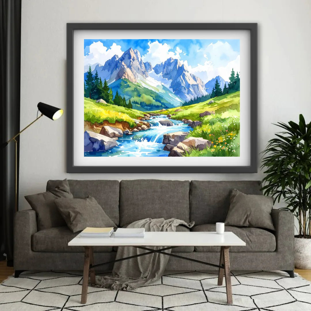 Alpine Valley Stream – Wall Art Canvas