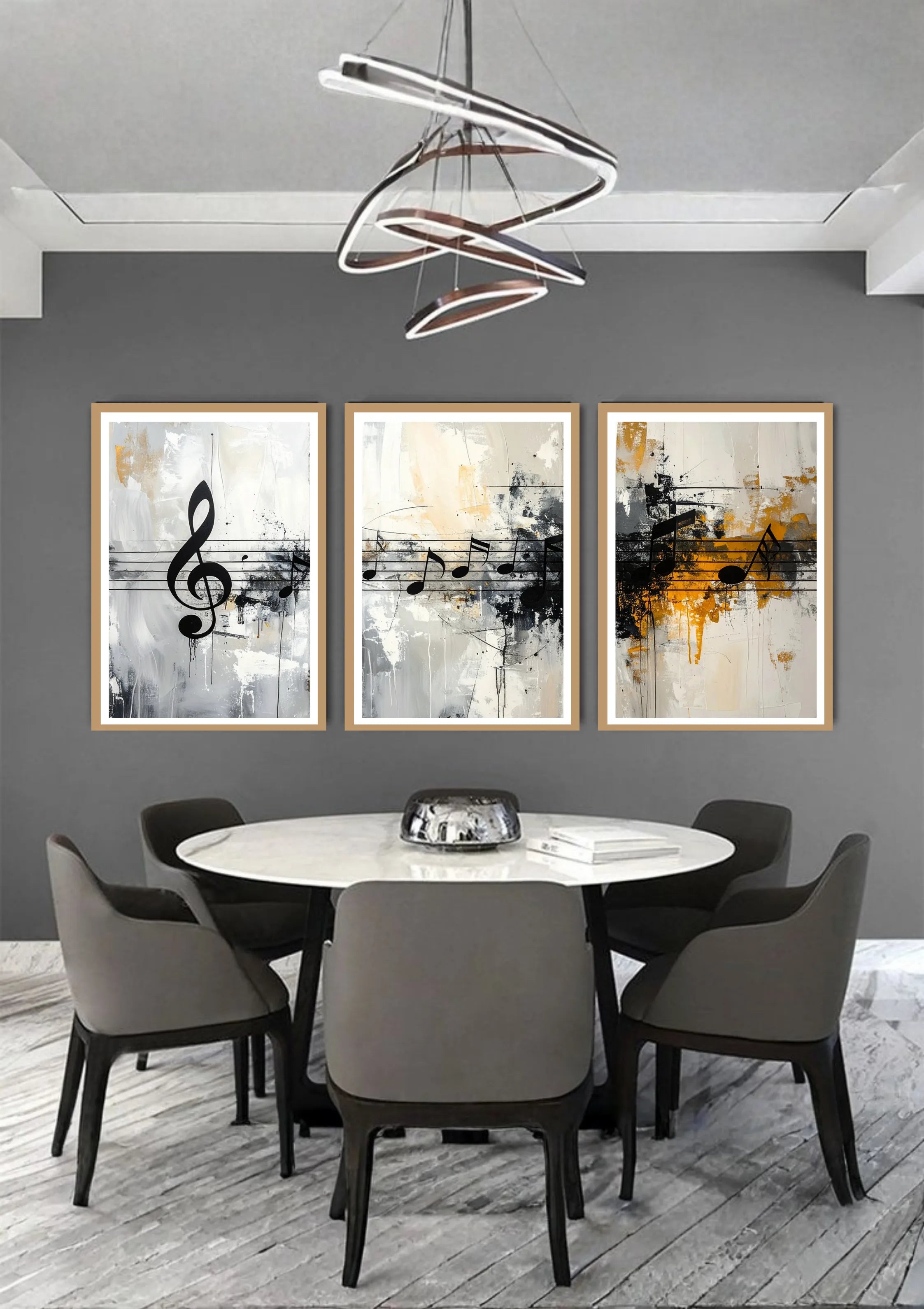 Modern Abstract Music Painting 3 Panel Set - Wall Art Canvas