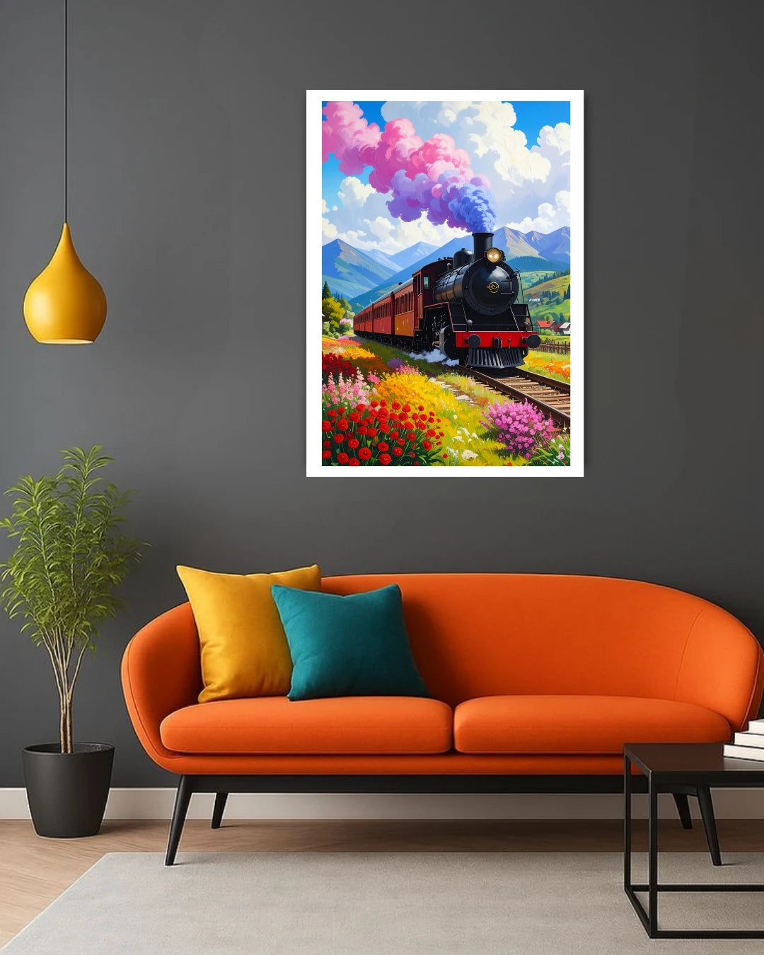 Vintage Train Landscape - Wall Art Canvas