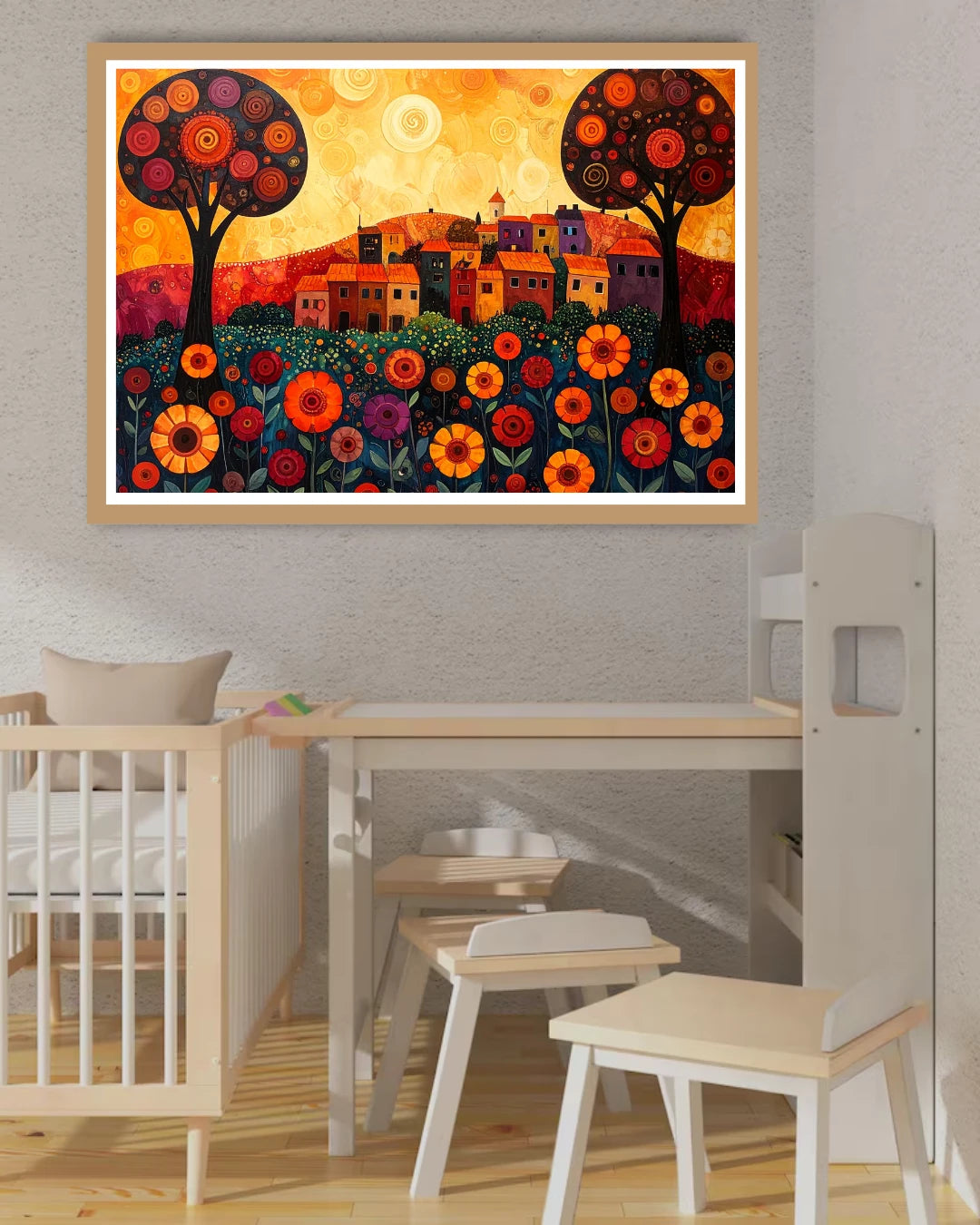 Abstract Floral Village Landscape - Wall Art Canvas