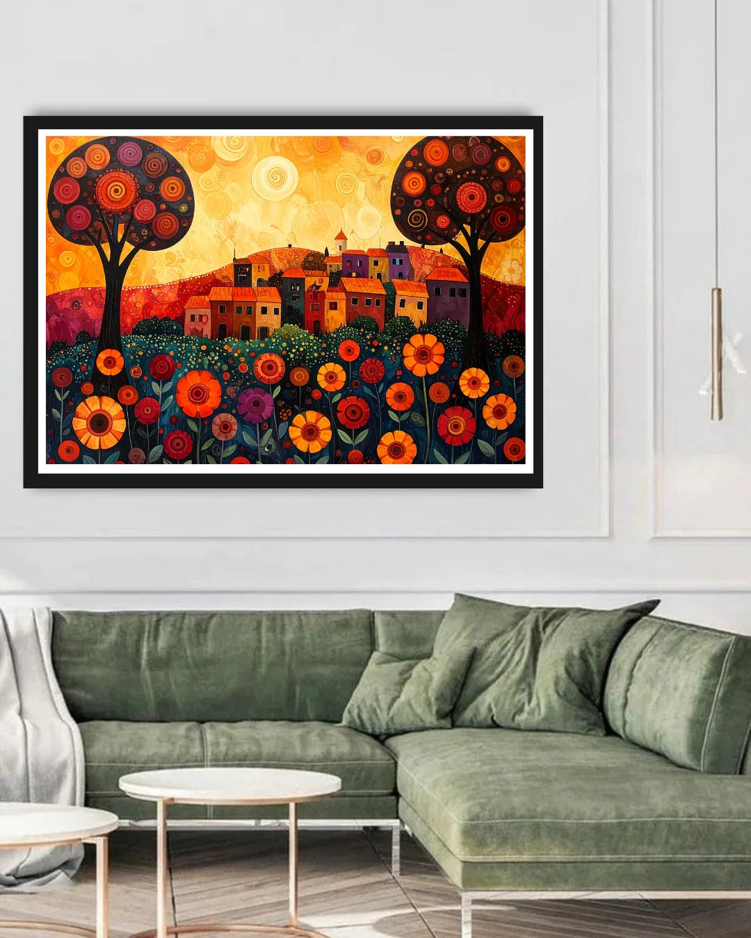 Abstract Floral Village Landscape - Wall Art Canvas