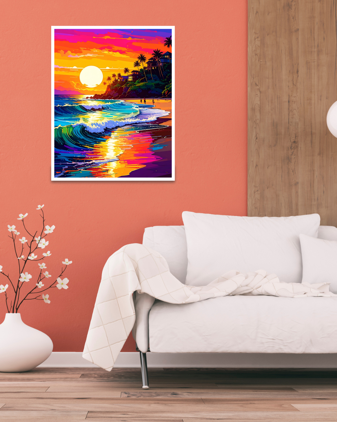 Spectrum Shores: Sunset Waves - Wall Art Canvas