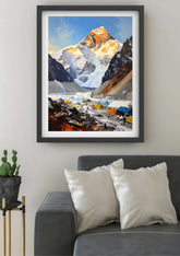Snow mountain scenery canvas painting
