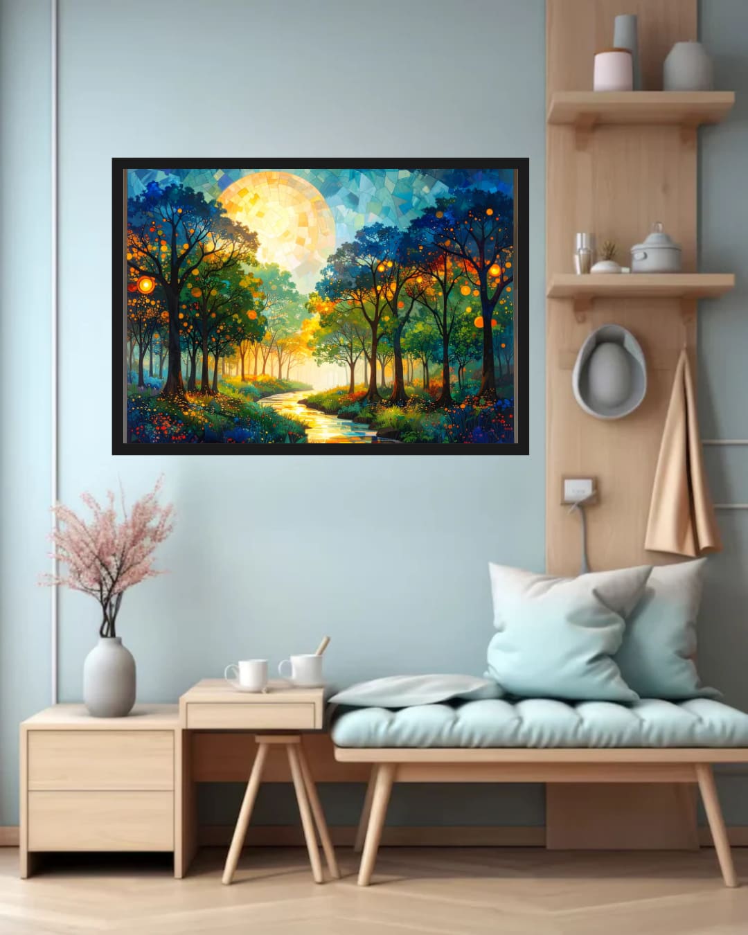 Abstract Golden Moon Forest Path - Wall Art Canvas