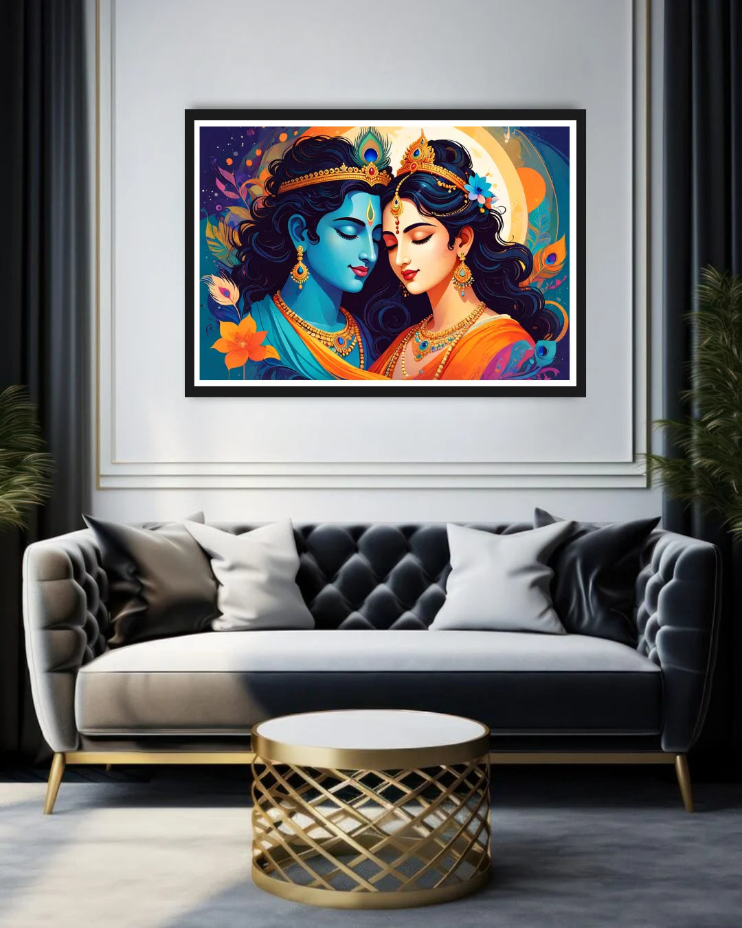 Radha Krishna Modern Art - Wall Art Canvas