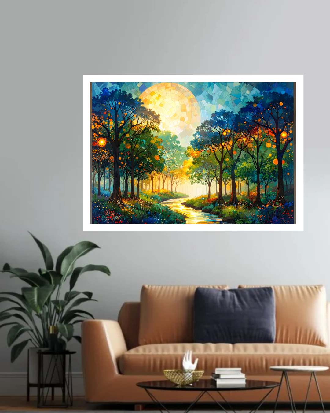 Abstract Golden Moon Forest Path - Wall Art Canvas