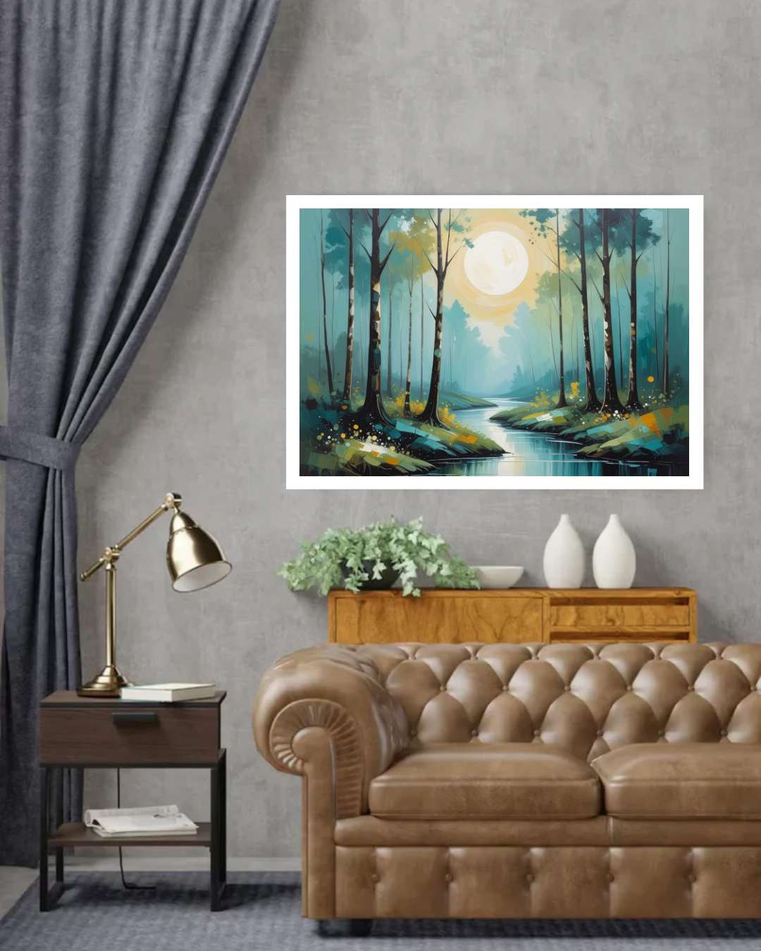 Abstract Misty Forest River - Wall Art Canvas
