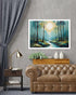 Abstract Misty Forest River - Wall Art Canvas WallArtVibes