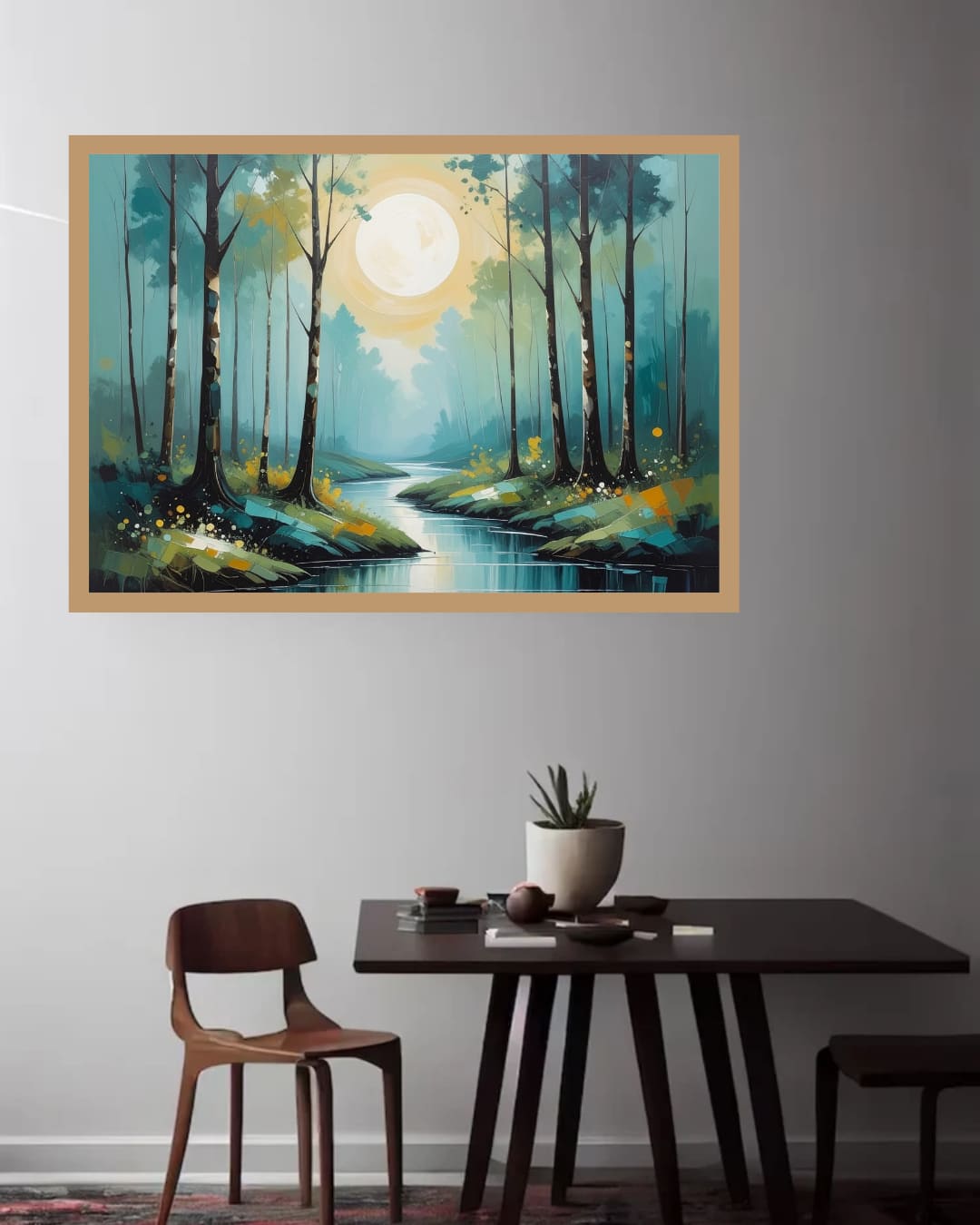 Abstract Misty Forest River - Wall Art Canvas