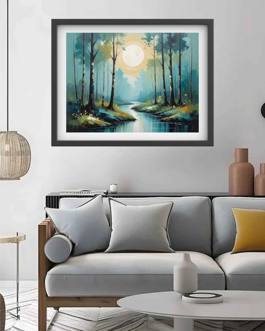 Abstract Misty Forest River - Wall Art Canvas