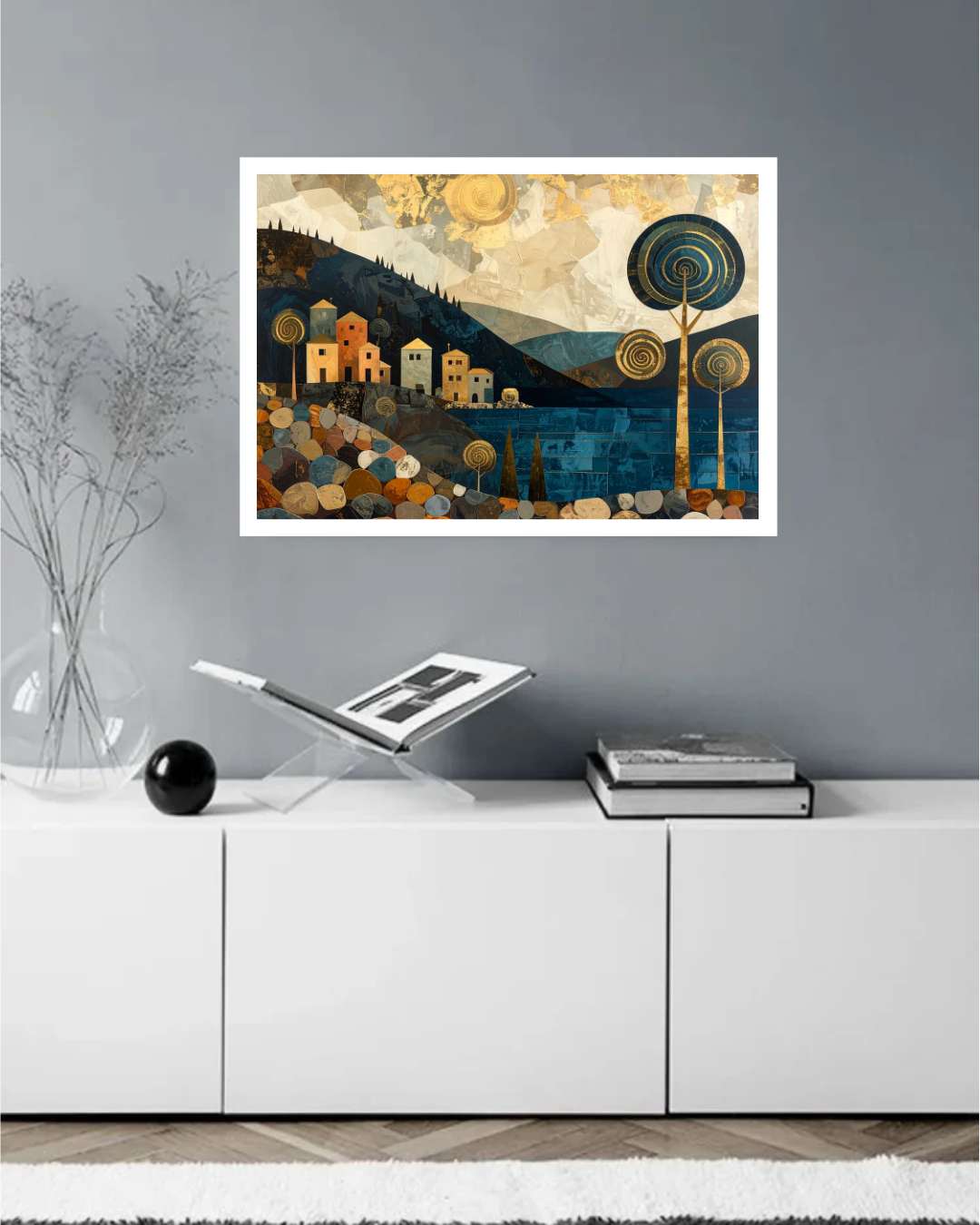 Abstract Night Hills Moon Wall Art Canvas