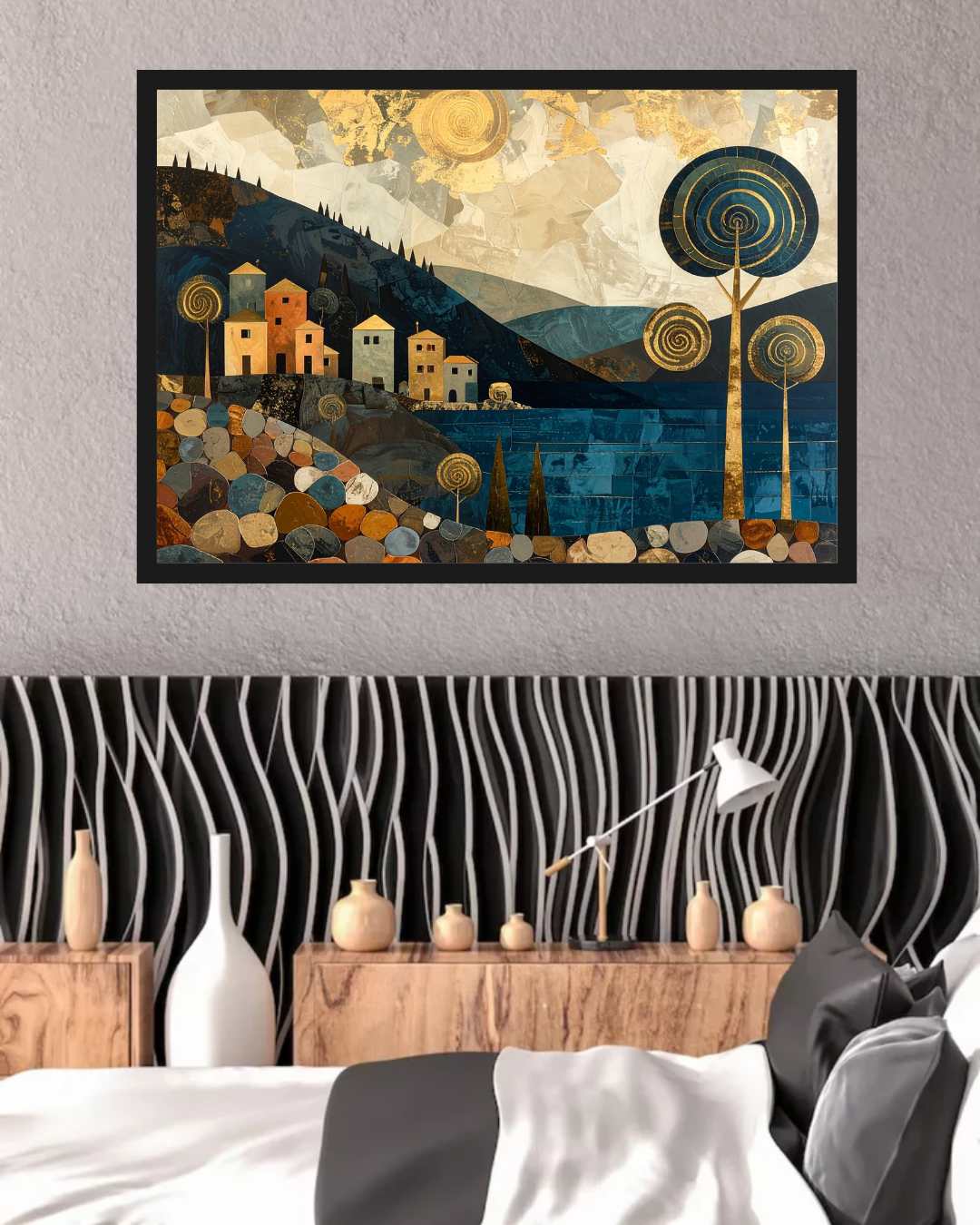 Abstract Night Hills Moon Wall Art Canvas