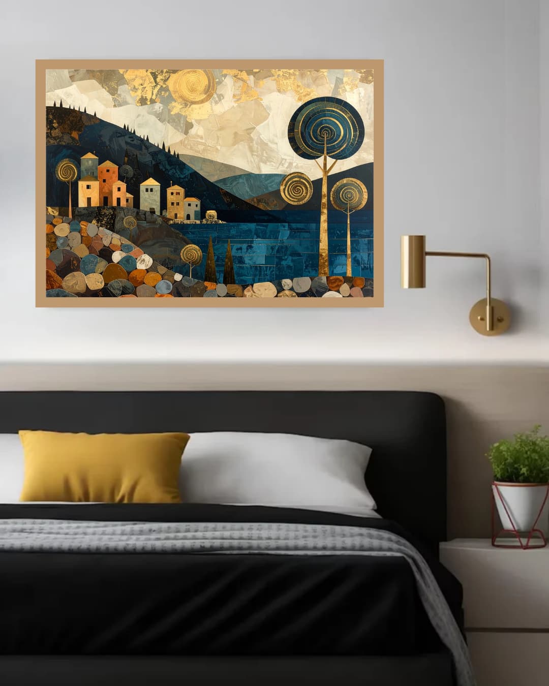Abstract Night Hills Moon Wall Art Canvas
