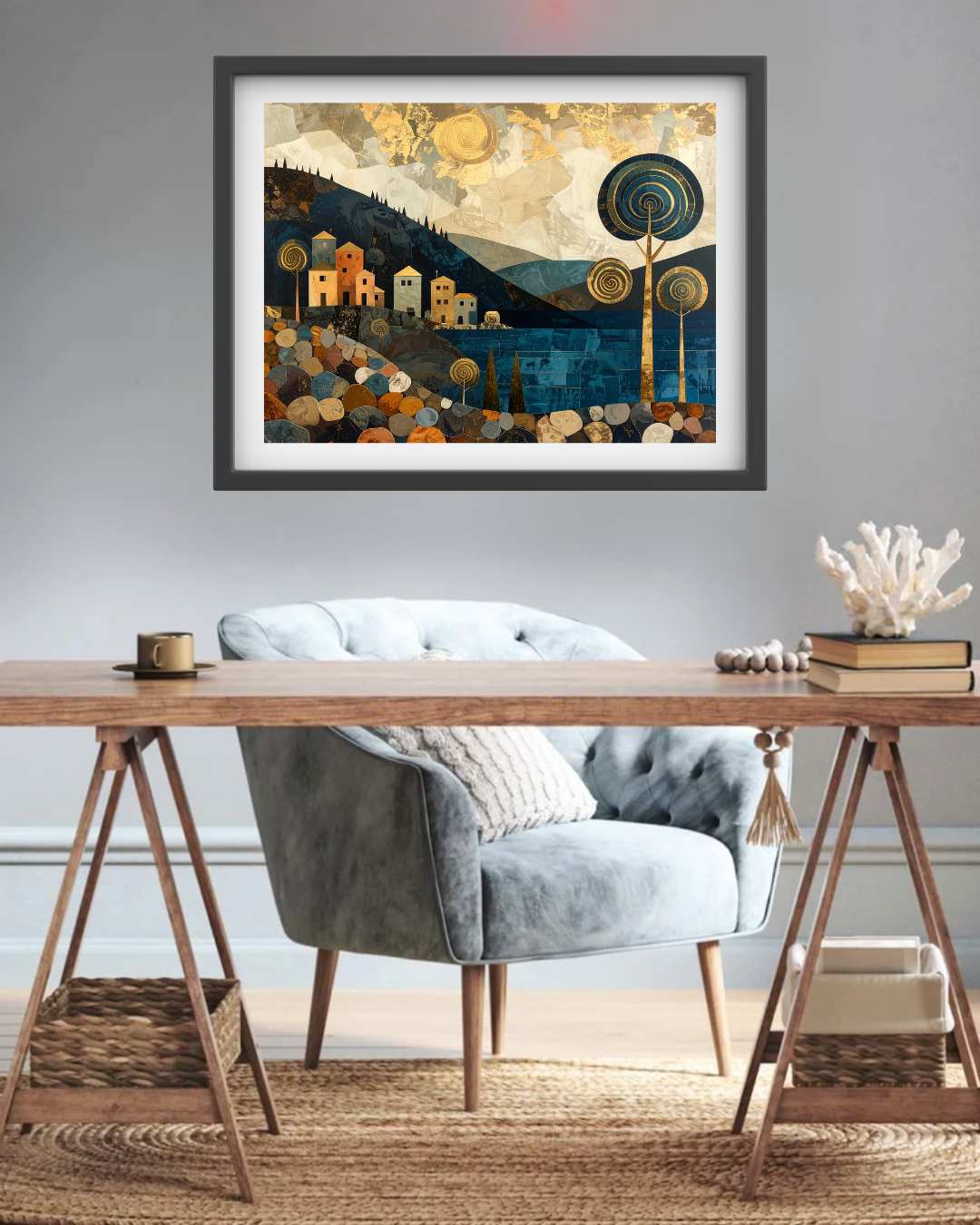 Abstract Night Hills Moon Wall Art Canvas