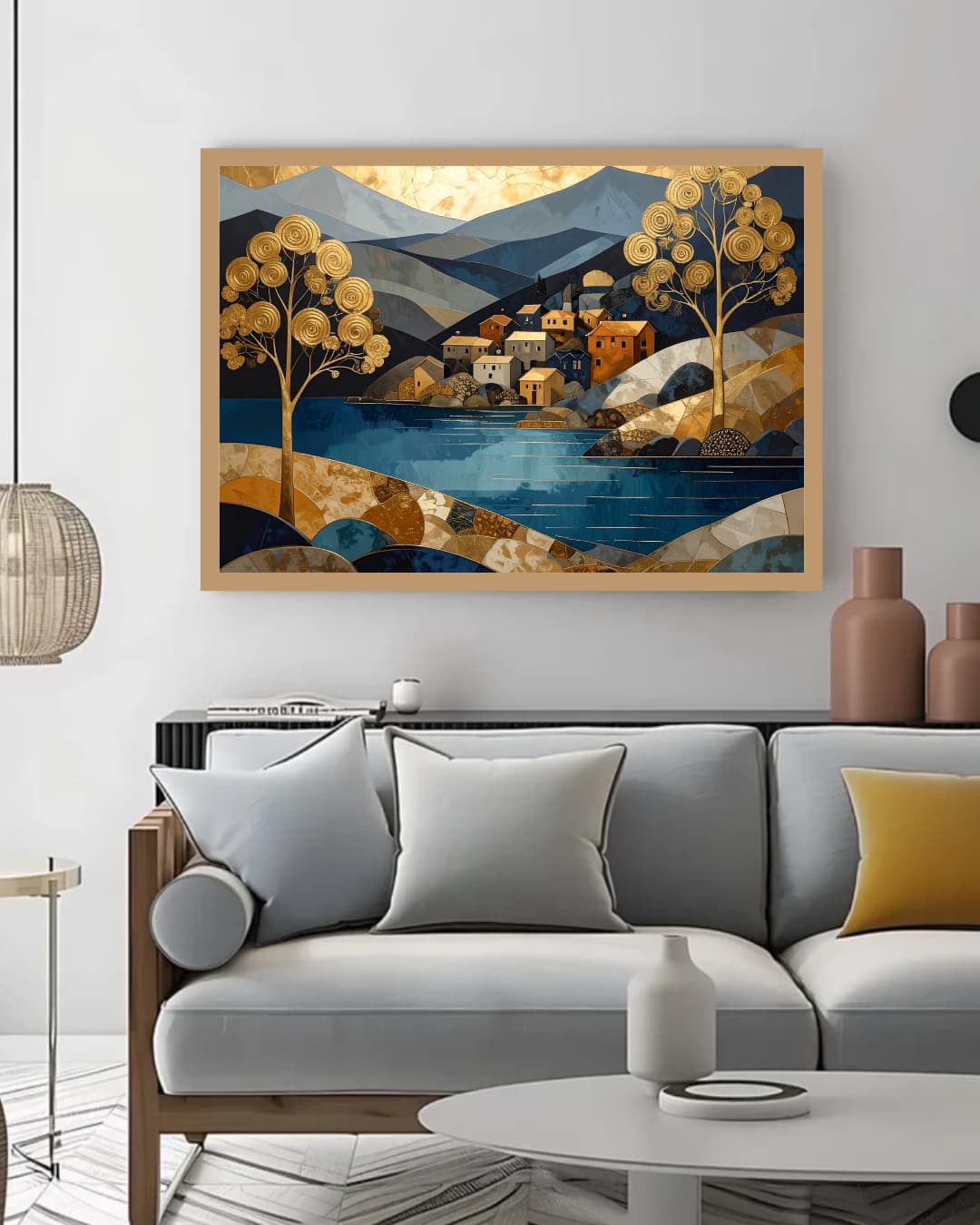Abstract Mountain River Landscape - Wall Art Canvas