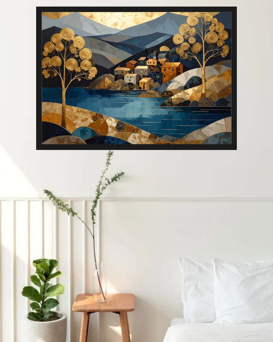 Abstract Mountain River Landscape - Wall Art Canvas