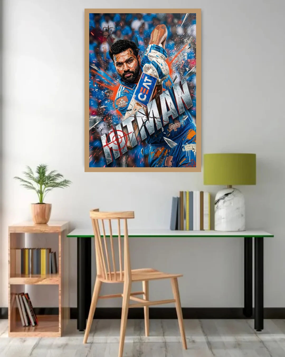 Framed artwork of a sports player with &