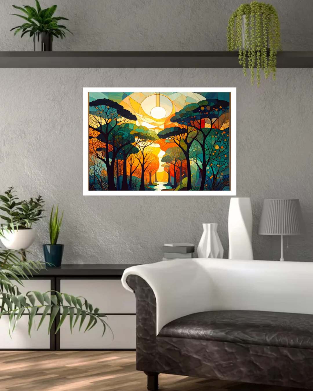 Abstract Sunset Forest - Wall Art Canvas WallArtVibes