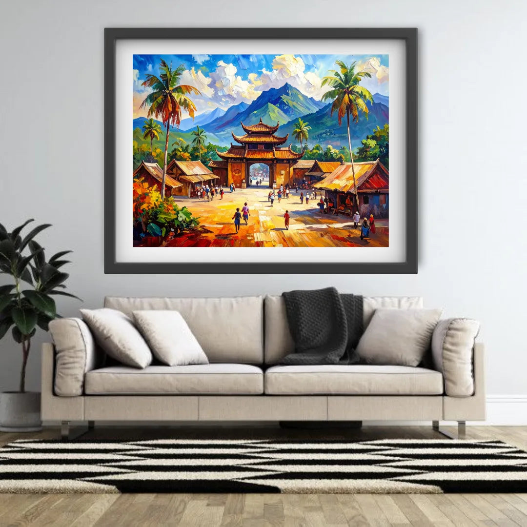Impasto Temple View - Wall Art Canvas