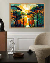 Abstract Sunset Forest - Wall Art Canvas WallArtVibes