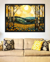 Abstract Golden Forest Landscape - Wall Art Canvas WallArtVibes