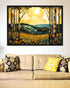 Abstract Golden Forest Landscape - Wall Art Canvas WallArtVibes