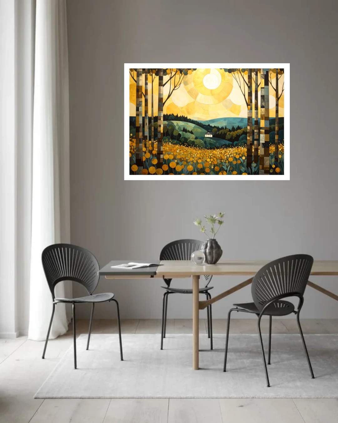 Abstract Golden Forest Landscape - Wall Art Canvas WallArtVibes