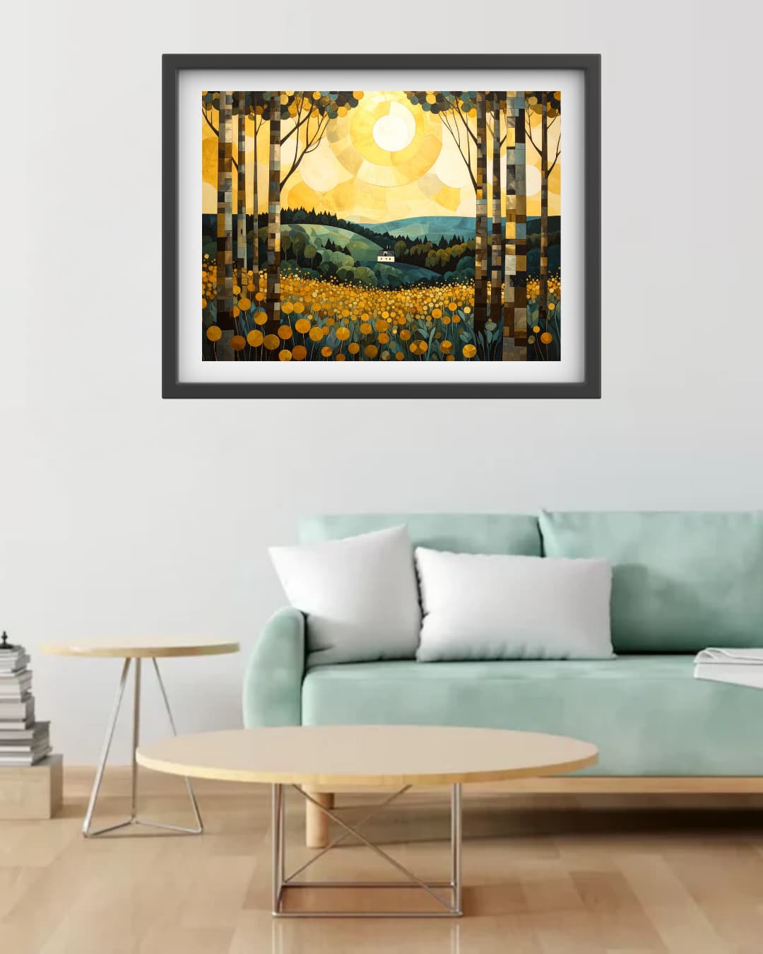 Abstract Golden Forest Landscape - Wall Art Canvas WallArtVibes