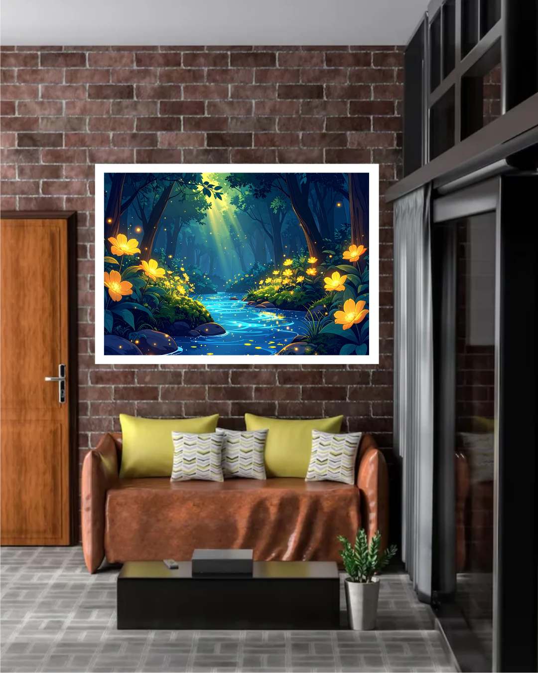 Abstract Forest Glow Stream - Wall Art Canvas WallArtVibes