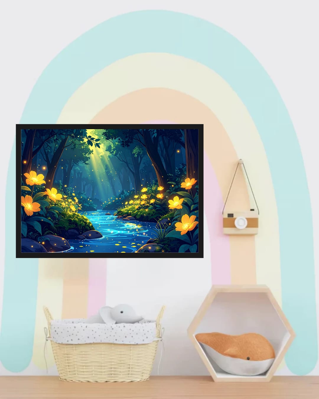 Abstract Forest Glow Stream - Wall Art Canvas WallArtVibes
