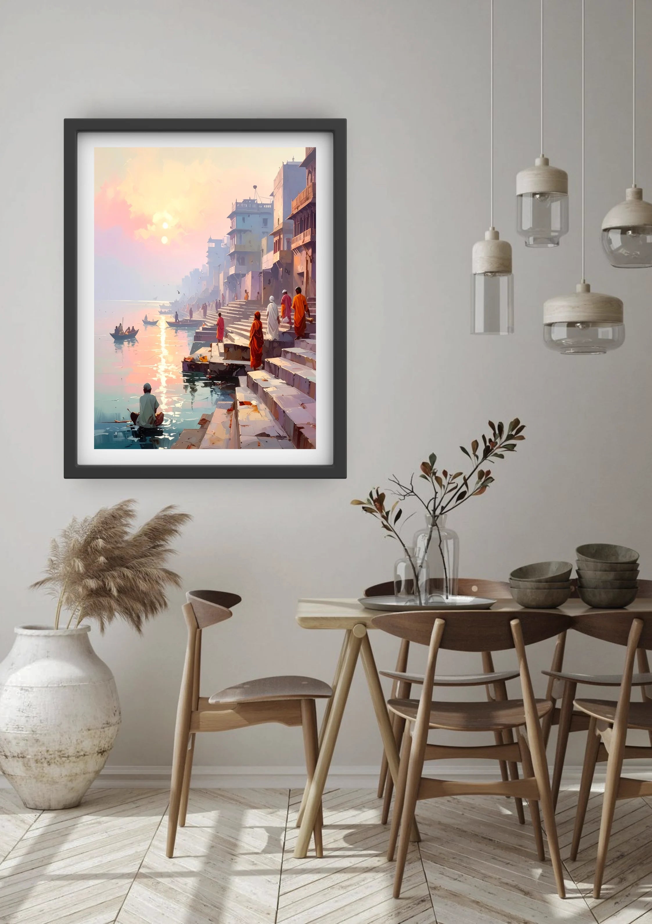Indian riverfront city canvas wall art
