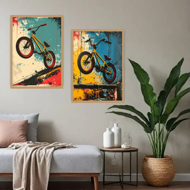 Bicycle Graffiti - Set Of 2 - Wall Art Canvas WallArtVibes