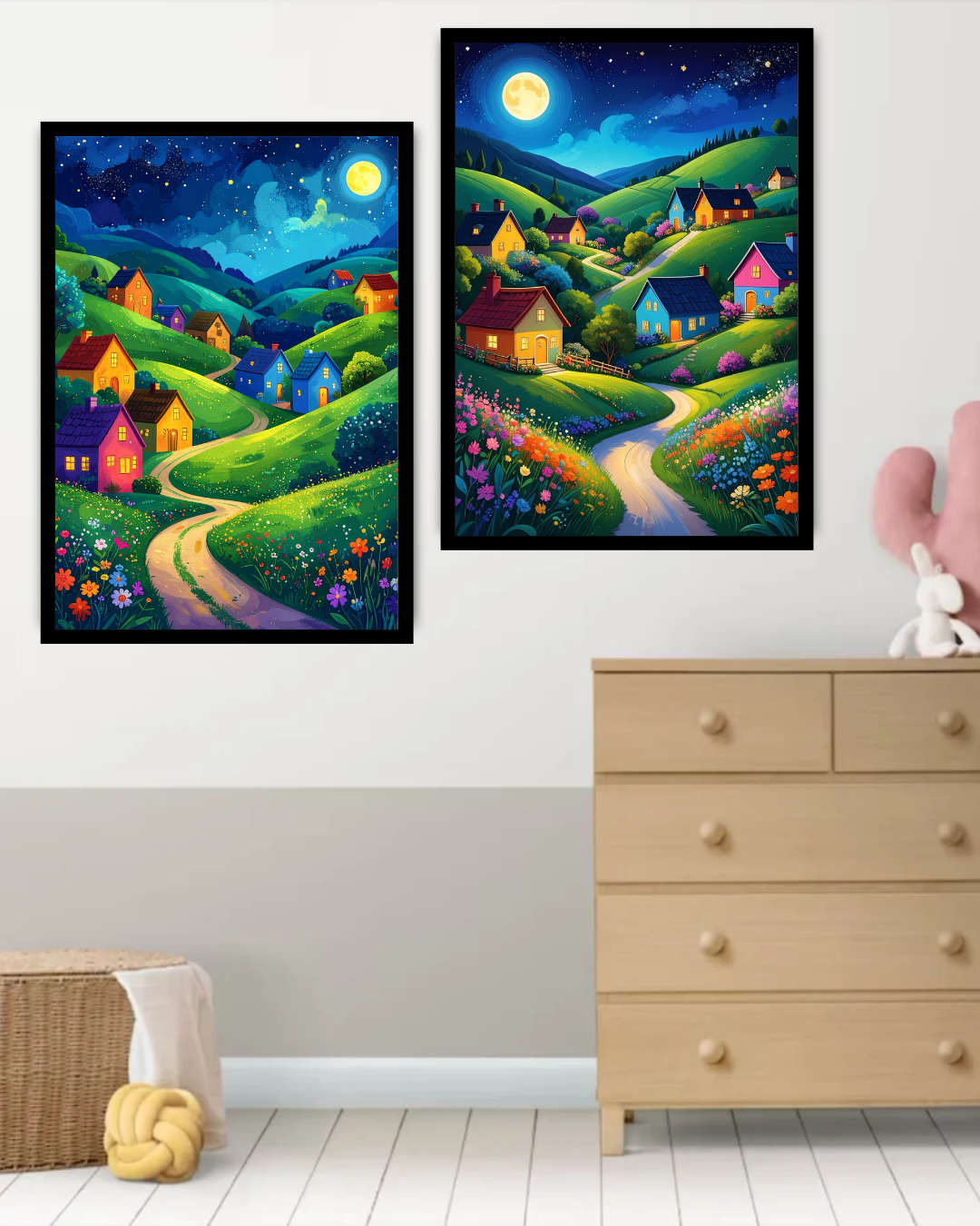 Abstract Night Hills Canvas Set of 2 - Wall Art Canvas WallArtVibes