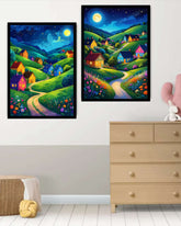 Abstract Night Hills Canvas Set of 2 - Wall Art Canvas WallArtVibes