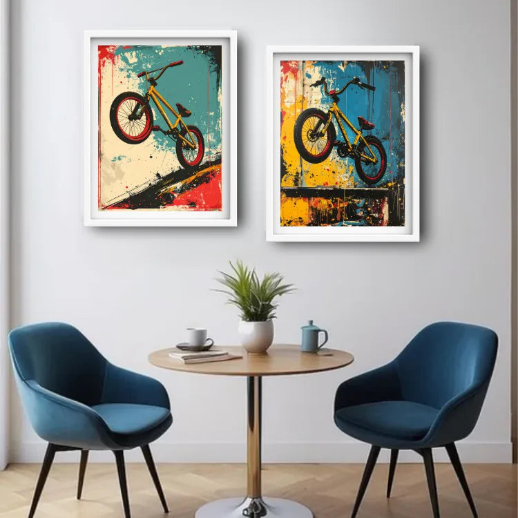Bicycle Graffiti - Set Of 2 - Wall Art Canvas WallArtVibes