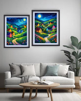 Abstract Night Hills Canvas Set of 2 - Wall Art Canvas WallArtVibes