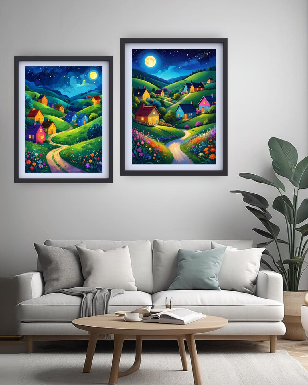 Abstract Night Hills Canvas Set of 2 - Wall Art Canvas WallArtVibes