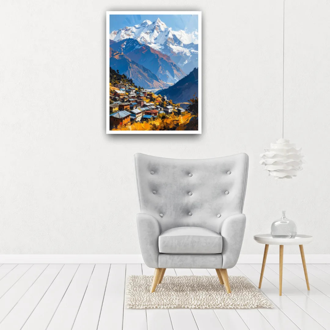 Life in the Laps of the Mountains Wall Art Paintings