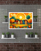 Abstract Colorful Village Sun - Wall Art Canvas WallArtVibes