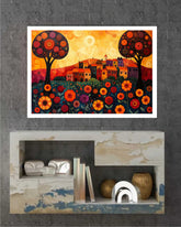 Abstract Floral Village Landscape - Wall Art Canvas WallArtVibes