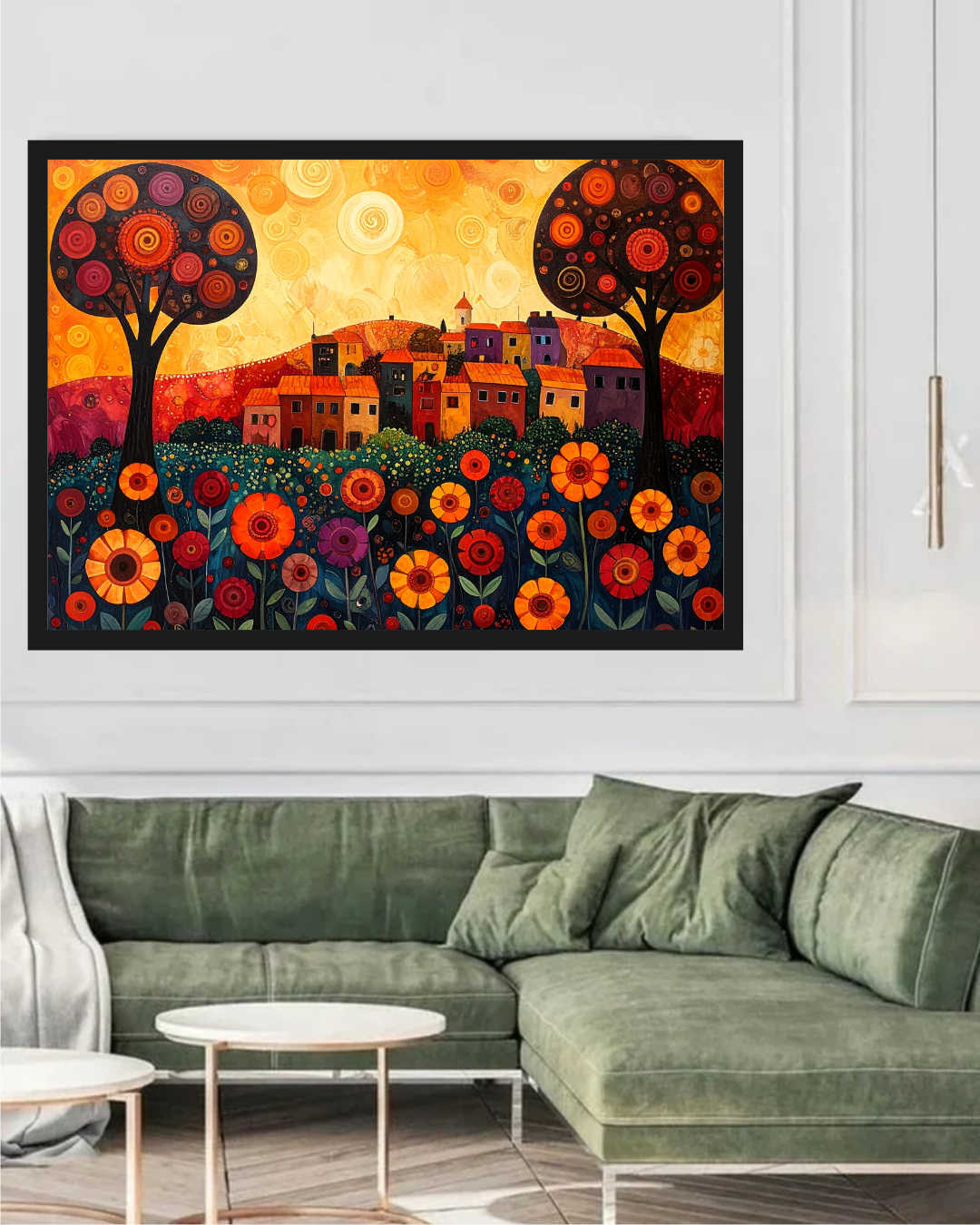 Abstract Floral Village Landscape - Wall Art Canvas WallArtVibes