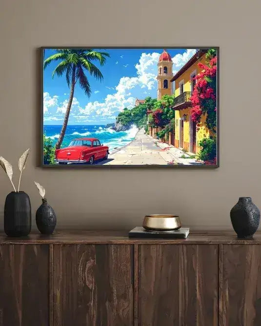 Tropical Coastal Paradise Art -  Wall Art Canvas