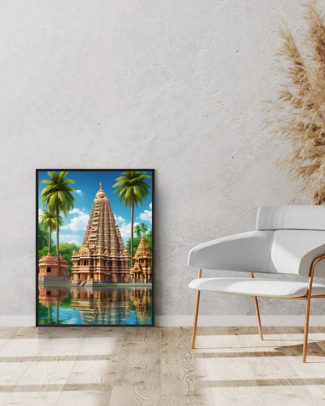 South Indian temple canvas wall art painting
