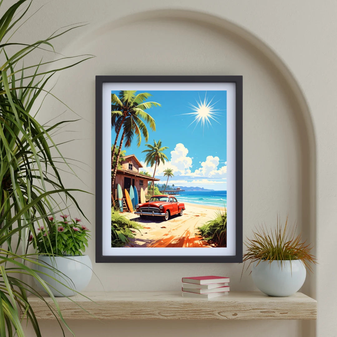Island Cruiser: The Vintage Beach Escape - Wall Art Canvas