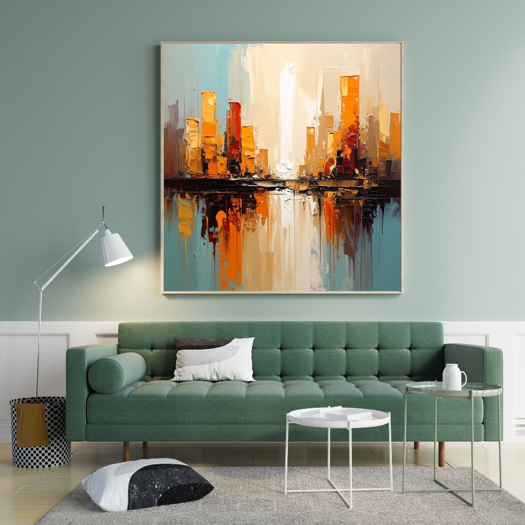 Abstract Cityscape Reflection Art - Premium Canvas Wall Art