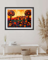 Abstract Floral Village Landscape - Wall Art Canvas WallArtVibes