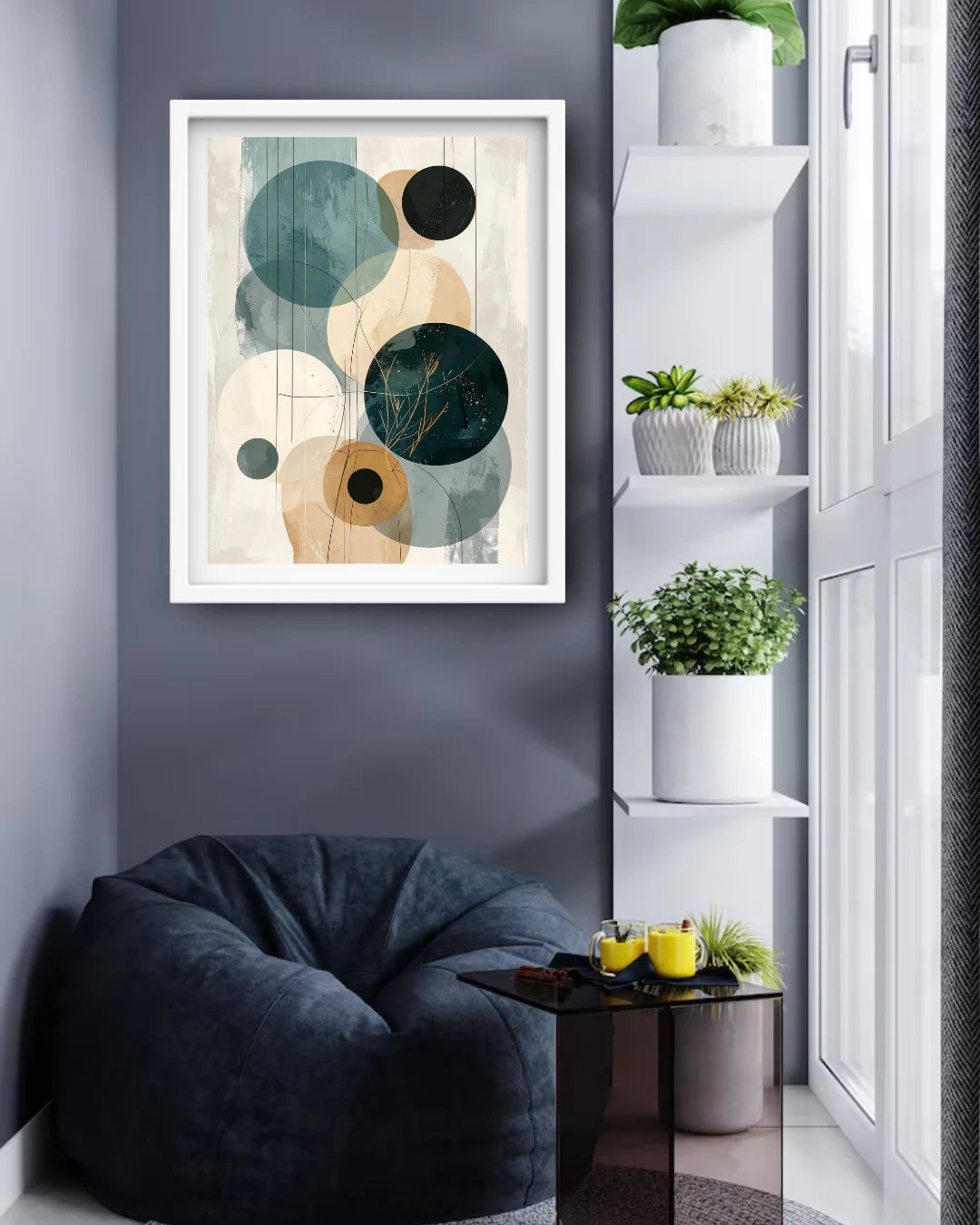 Abstract Geometric Circles Art - Wall Art Canvas