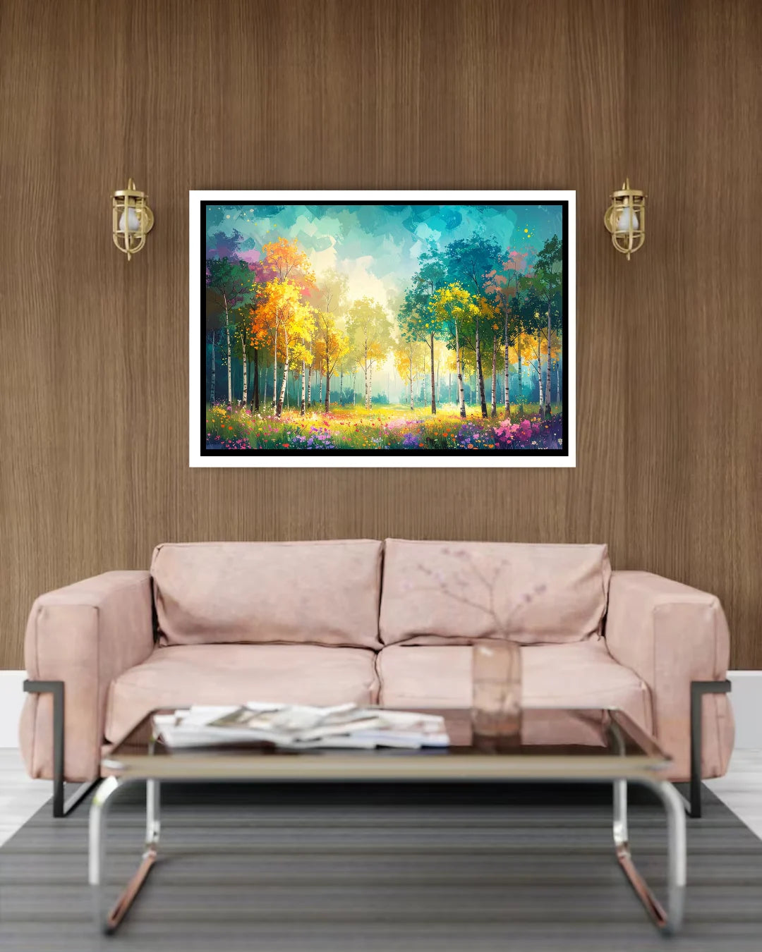 Abstract Warm Forest Landscape - Wall Art Canvas